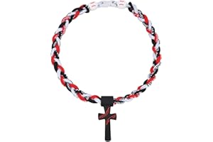 Kehuify Baseball Necklaces for Boys, Baseball Necklace Three-Braid Rope Tornado Cross Necklace Sports Titanium Necklace Baseball Rope Necklace