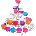 Resulzon Cupcake Stand, 4 Tier 23pcs Cup Holder Reusable Cake Dessert Tower Tree for Family Events or Parties