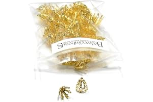 BEDAZZLINBEADS 100 Big 12mm Plated Brass Bell Bead End Cap Charm Settings with Loop Ring & 7 Legs (Gold Plated)