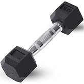 JFIT Rubber Hex Dumbbell Single, Knurled Grip Free Weight for Men &amp; Women, Strength &amp; Cardio Training Home Gym Workout