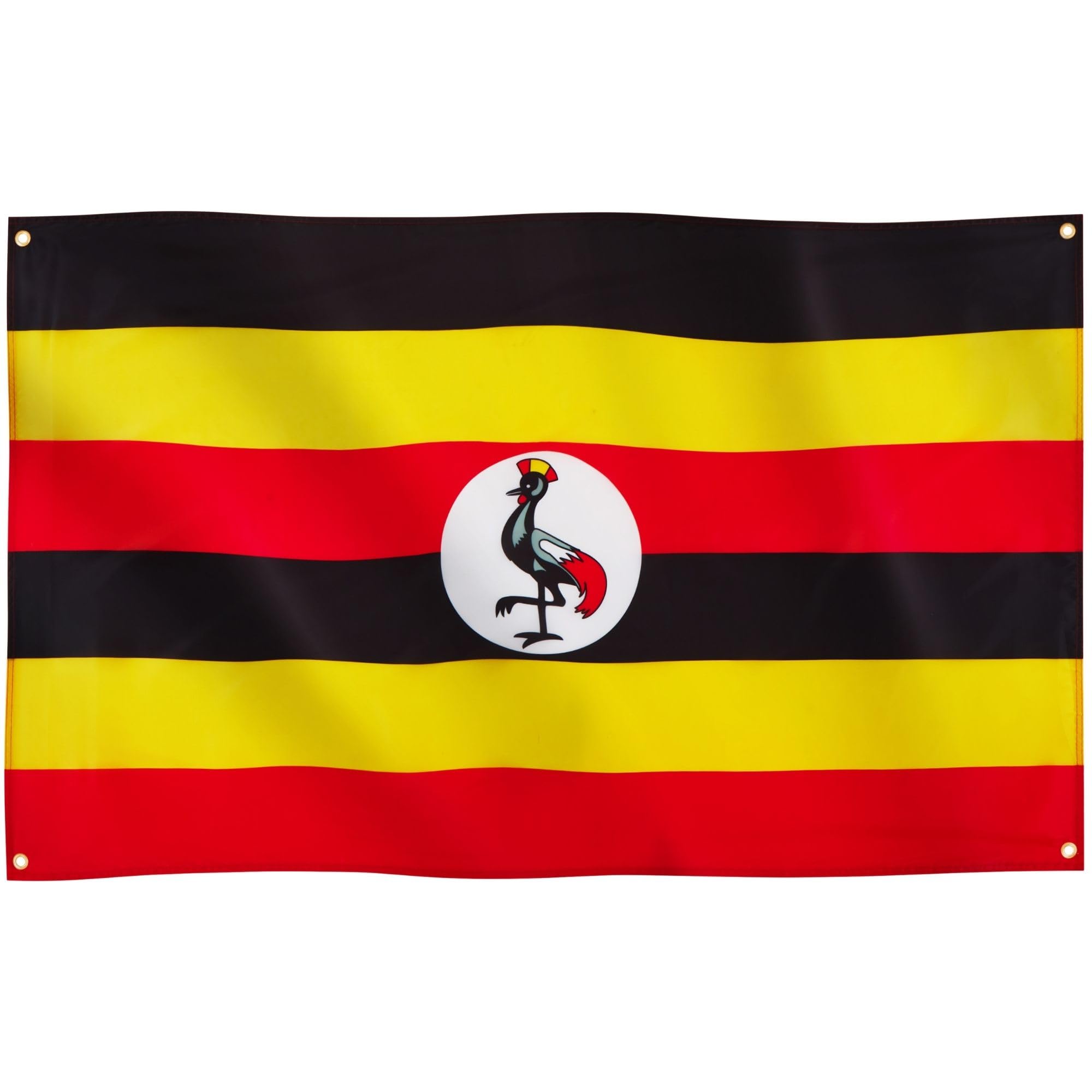 Runesol Uganda Flag, 91x152cm, 3ft x 5ft, 4 Grommets, Eyelet In Every Corner, NRM Liberation Day, Ugandan Flag, Grey Crowned Crane, Premium Flags, Inside, Outside, Vivid Colours — image 1