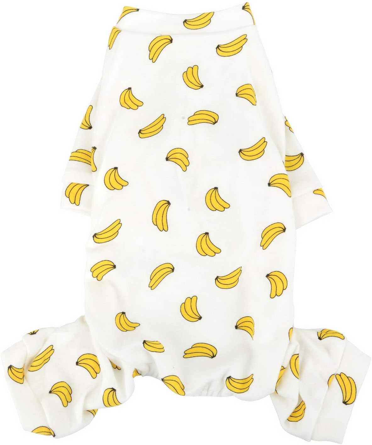 Zunea Small Dog Jumpsuit Adorable Banana Overalls Soft Cotton Pyjamas Rompers Puppy Sleeping Clothes Unisex Four Legs Pjs Apparel for Pet Cats Pups M - Image 4