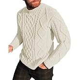 NIUBIA Men's Slim Fit Crewneck Pullover Sweater Winter Casual Chunky Cable Knit Comfort Heavy Long Sleeve Sweaters