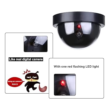 Sampton Dummy Fake Security CCTV Dome Camera with Flashing Red Led Light for Home,Shop,Office,Backyard,Warehouse with Blink Light Looks Like