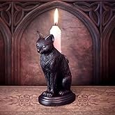 Gothic Black Cat Candle Holder Statue,Resin Cat Candlestick Holder,Halloween Gothic Tabletop Decor for Home,Dining Table & Party,Witchy Cat Figurine Gift (cat)
