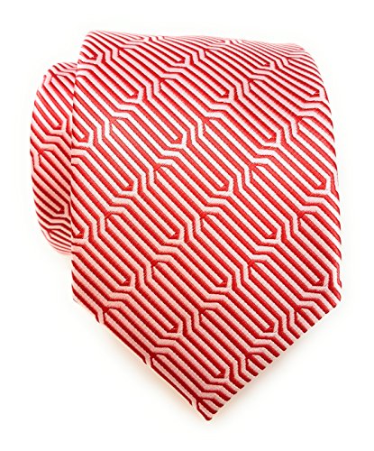 Labiyeur Geometric Ys Medium Men's Tie Necktie (Red/White)