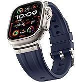 Tasikar Sport Band Compatible with Apple Watch Ultra Band 49mm 46mm 45mm 44mm 42mm, Men Stainless Steel Metal Silicone Replacement Strap for iWatch Ultra 2 Ultra Series 10 9 8 7 6 5 4 3 SE, Dark Blue