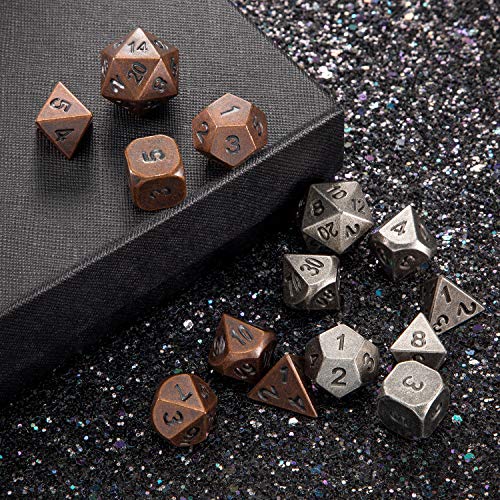 image for Jovitec 14 Pieces Metal Solid Zinc Alloy Game D&D Dices Set Durable Po