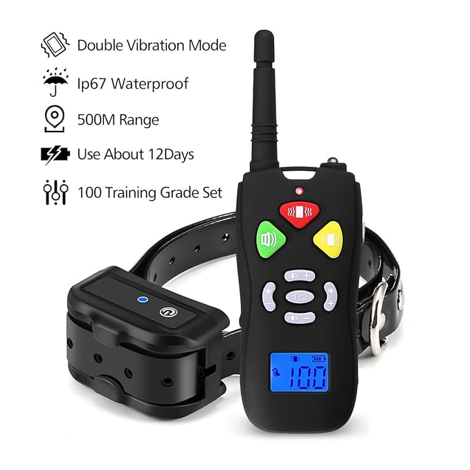 Focuspet Erziehungshalsband, Hunde Erziehungshalsband Wireless Wiederaufladbare Trainingshalsband mit Fernbedienung, 3 Modi v