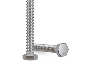 Krysay 12Pcs 1/4-20 x 5 Hex Head Screw Bolt,304 Stainless Steel 18-8,External Hex Drive,Fully Threaded.