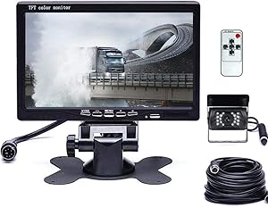 HD Backup Camera Kit 7 Inch LCD Rear View Camera Monitor, P67 Waterproof Night Vision, Easy Installation Back up Rearview Cam for Trucks, RVs, Trailers, Bus, Harveste, Pickup, Motor Home, Van ect.