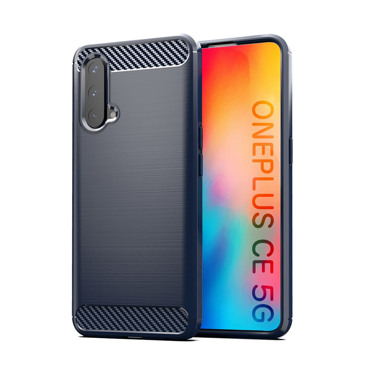 SCL Case for OnePlus Nord CE 5G OnePlus Nord CE 5G Case [Blue], Carbon Fibre Effect Gel Grip Cover [Anti-Scratch] [Anti-Collision] Compatible with OnePlus Nord CE 5G — image 1
