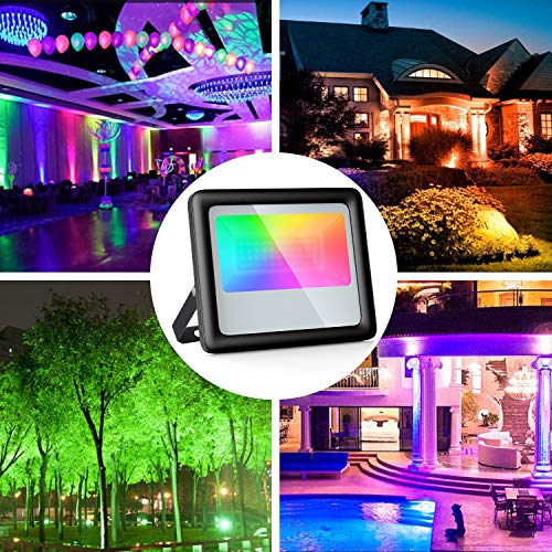 2 Pack 120W RGB LED Flood Light Waygor Bluetooth Smart Floodlights