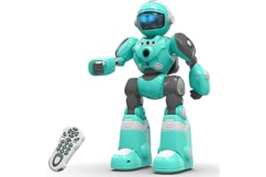STEMTRON Robot Toys for Kids, Programmable Remote Control Robot with Magic Record Voice Function, Intelligent Gesture Sensing, Singing & Dancing Mode (Blue)