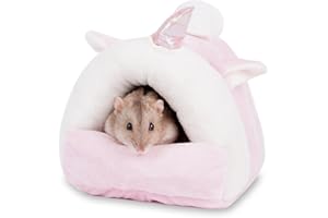 JOUSONTY Hamster Hideout, Hamster Bed, Hamster House, Hamster Hides for Cage, Terrarium, Habitat Decor, Small, Pink, 5.12×5.12×4.33 Inch