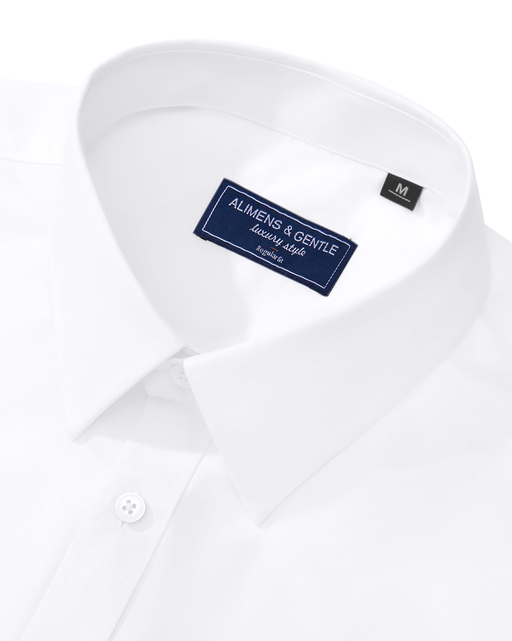 Alimens & Gentle Men's Dress Shirt Regular Fit Stretch Stain Shield Long Sleeve Solid Business Wedding Button Down Shirts