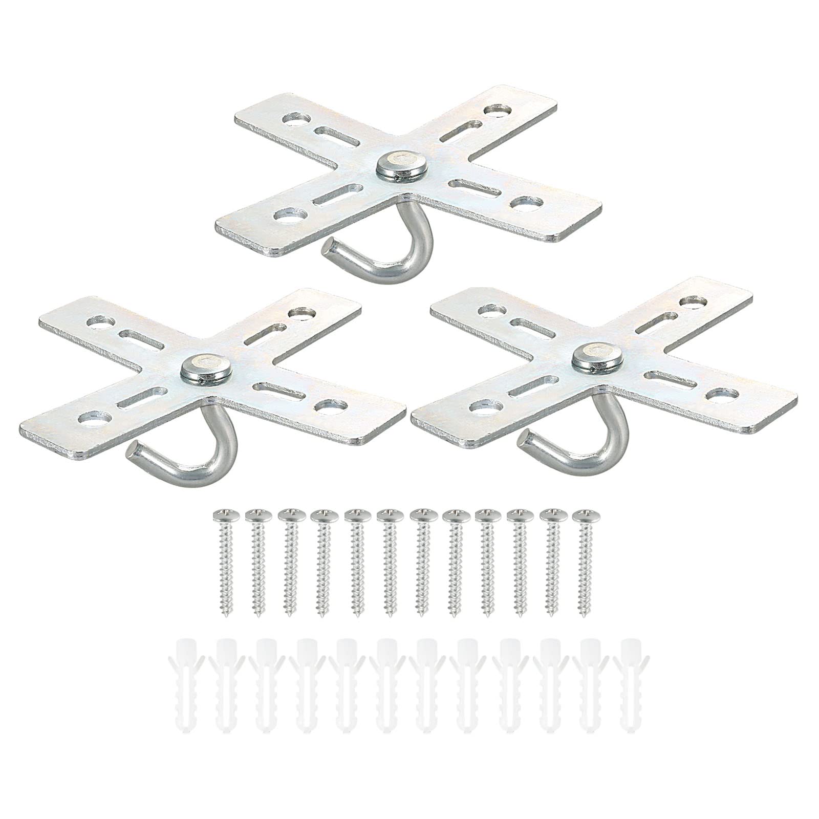 PATIKIL Ceiling Hook Kit, 3 Set Cross Design Metal Plate Mount Hanger Holder Ceiling Fan Light Fixture for Hanging Light Chandelier