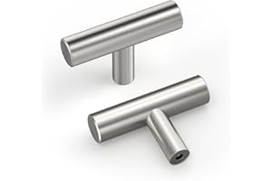 homdiy Cabinet Knobs Brushed Nickel Drawer Knobs Cabinet Door Knobs Single Hole T Knobs for Kitchen Cabinets 10 Pack