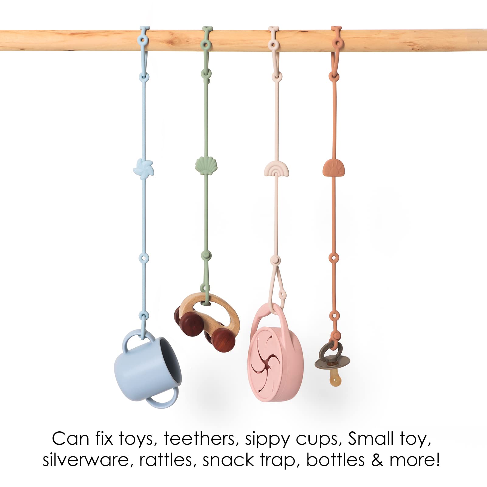 Andy Bear Toy Straps for Baby Toy Safety Straps Silicone High Chair Toys Straps Toddler Bottle Straps for Strollers, High Chair, Cribs, Car Seat, Stroller Accessories, Baby Pacifier Clip-Sage