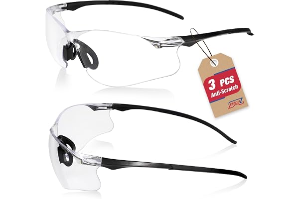 Safety Glasses 3 Pack Clear: ANSI Z87.1 Certified Anti-Scratch Polycarbonate Lens UV Protection for Construction & Cycling, W