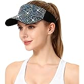 Bling Shiny Rhinestones Sun Visor for Women Adjustable Summer Beach Sunvisor Caps Golf Tennis Cycling Running