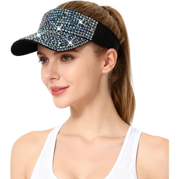 Sparkle Glitter Summer Rhinestone UPF 50+ Visor - Bling  display picture 1