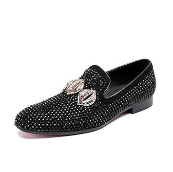 Amazon Com Men Pump Loafer Slip On Wedding Dress Shoes Rhinestone