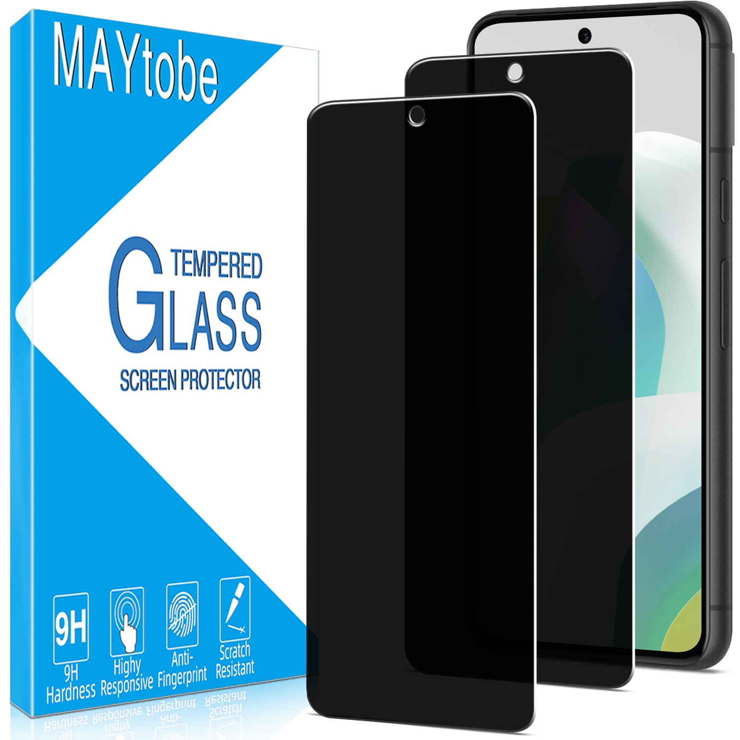 MAYtobe 2 Pack Privacy Screen Protector for Google Pixel 8a, Anti Spy Tempered Glass, Case Friendly, Anti-Scratch, Ultra Resistant, Touch Sensitive, Bubble Free