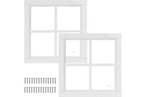 LINGRINGDCY 2 Pack 12" x 12" White Shed Window with Tempered Glass Household Windows with Screws for Shed, Chicken Coop, Playhouse, Garage and Barns(No Screen)