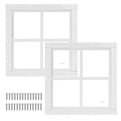 2 Pack 12" x 12" White Shed Window with Tempered