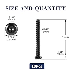 M6 x 70mm 10Pcs Flat Head Hex Socket Cap Screws