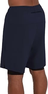TCA Ultra 2 in 1 Compression Shorts Men Navy Black XL with Zip Pocket view 2