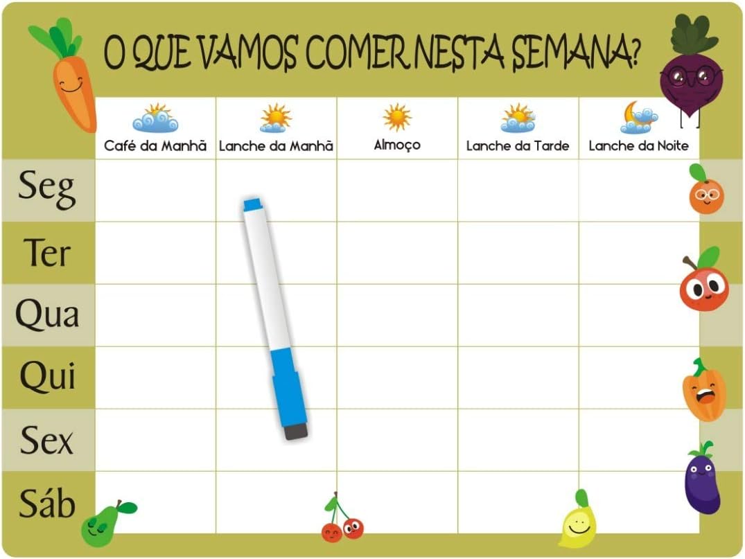 Cardápio semanal com ímã