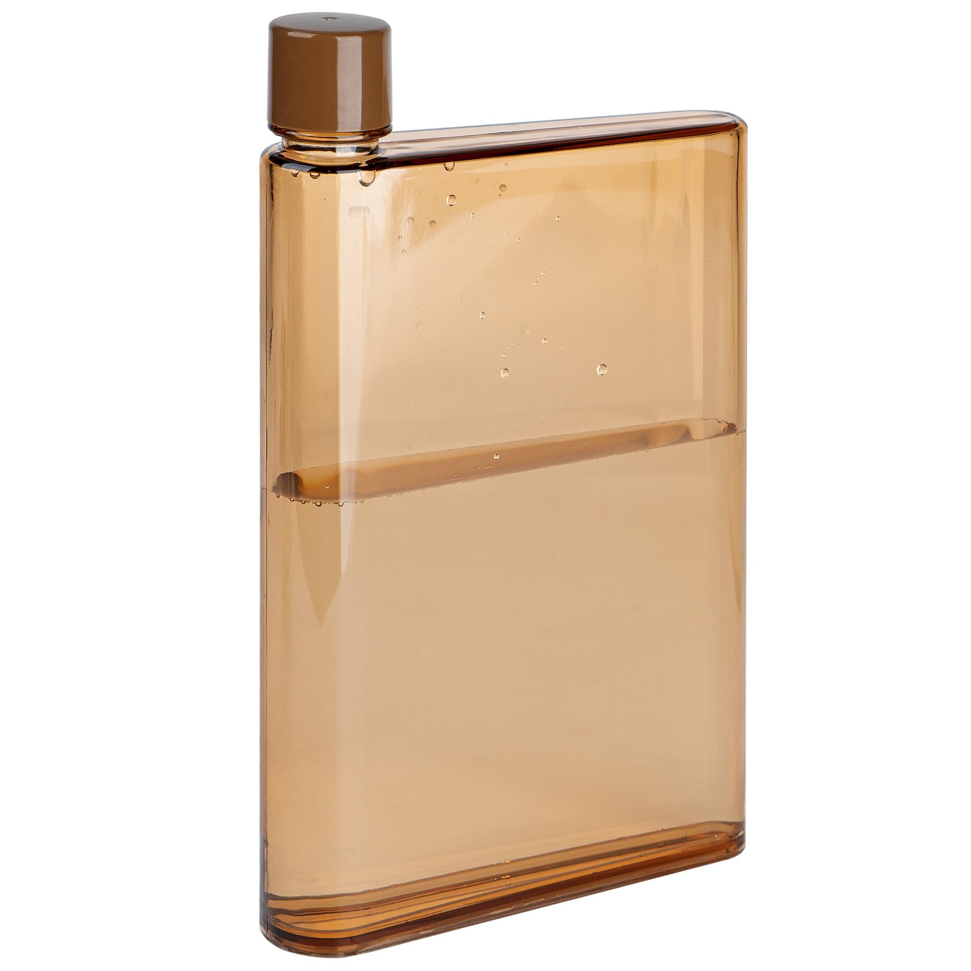 GlobleGarden Slim Flat Water Bottle 420ml Portable, Rectangular, Brown, A5 Size, Sports, Travel, Everyday Use, Mountaineering, Cycling, Leak Proof, Acrylonitrile Butadiene Styrene Material