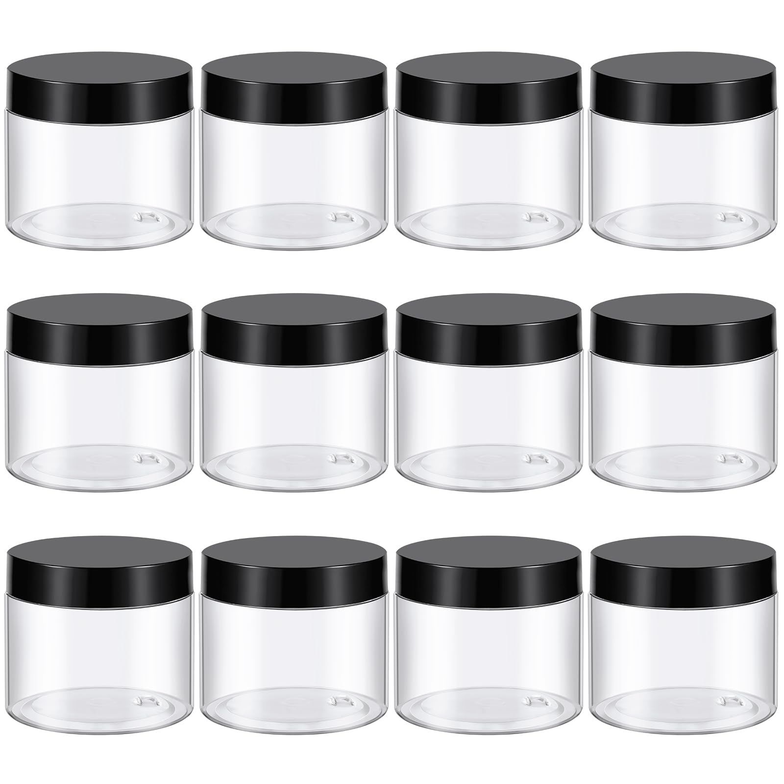 Photo 1 of TUZAZO 6 Oz Plastic Container Jars with Lids and Labels BPA Free, Empty Round Clear Cosmetic Containers Plastic Slime Jars for Lotion, Cream, Ointments, Body Butter, Makeup, Travel Storage (12 Pack)