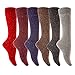 Lovely Annie Women's 6 Pairs Pack Knee Length Wool Socks Size 7-9 Six Colors (Wine,Gray,Coral,Purple,Black,Brown)
