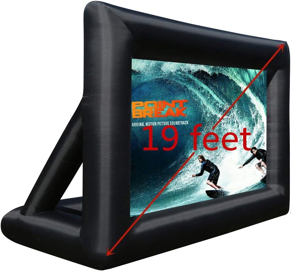 19' Inflatable Outdoor Projector Movie Screen - Huge Air-Blown Cinema Projection Screen Package with Rope, Blower + Tent Stakes - Great for Outdoor Party Backyard Pool Fun (19 feet)