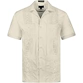 OmegaTux Cuban Guayabera Short Sleeve Shirt, Wedding Cigar Beach Bartender Casual