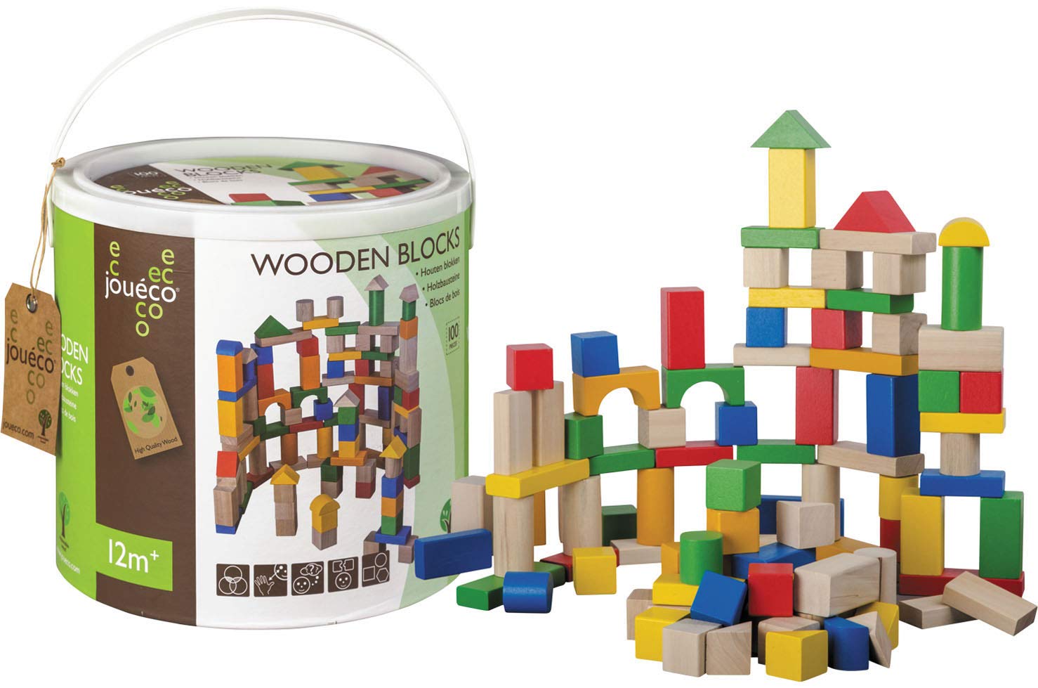 Jouéco Wood Blocks, 80019, 100 Pieces