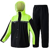 Heyjieyu Motorcycle Rain Suit Waterproof Work Rain Jacket Pants Reflective Raincoat for Men Outdoor All-Sport Farm Fishing