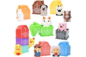 BOLZRA Learning Toys for Toddlers 1,2,3 Year Old, 20PCS Farm Finger Puppets Barn Toy , Counting, Matching & Sorting Fine Motor Games, Montessori Educational Toys, Christmas Birthday Gift for Baby Boy Girl