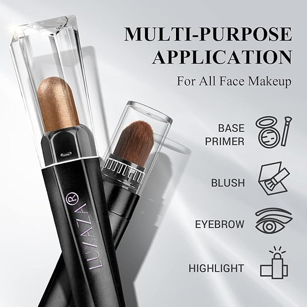LUXAZA CREAM EYESHADOW STICK WITH BLENDING BRUSH, HYPOALLERGENIC EYE SHADOW MAKEUP, PRO WATERPROOF & LONG LASTING EYE BRIGHTENER, EYESHADOW PENCIL CRAYON SHIMMER #05