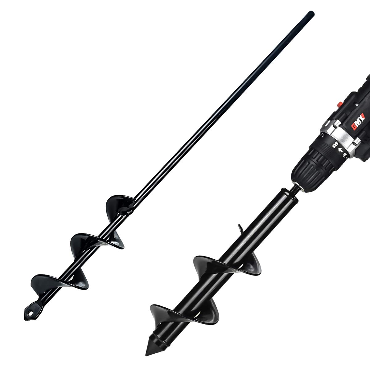 2 Pack Auger Drill Bit for Planting Garden Auger Spiral Drill Bit Drill Auger Bit Planting Auger Earth Auger Bulb Planter Tool (3 x 12 inches + 1.6 x 17.7 inches)