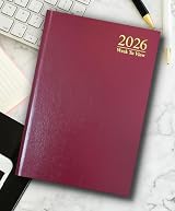 PaulStore 2026 Diary Week to View HardBack A4 A5 A6 Red view 2