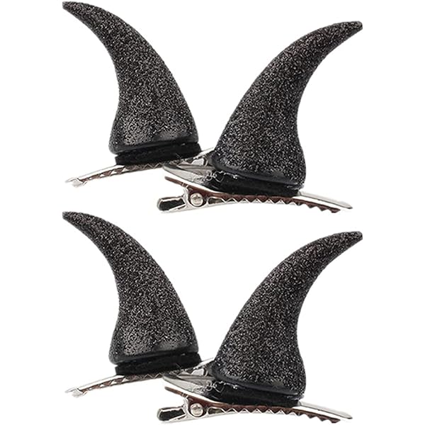 Pinces à Cheveux Corne De Diable Noires - Accessoire Cosplay Halloween - Résine - Pour Déguisement Et Fête - 4