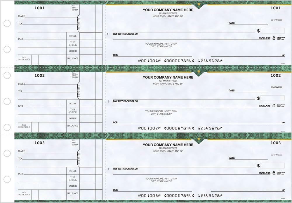 General Manual Business Checks, 3 to a Page Blue Multipurpose Checks, 250 Single Checks : Office Products