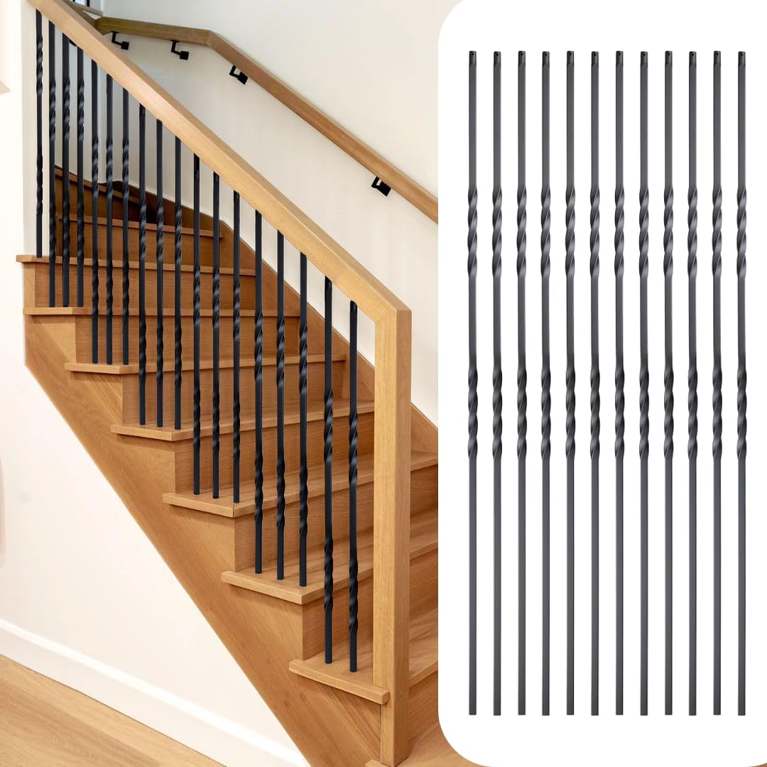 Photo 1 of 12Pack Wrought Iron Balusters 44 Inches Metal Railings Deck Balusters (44, Double Twist)