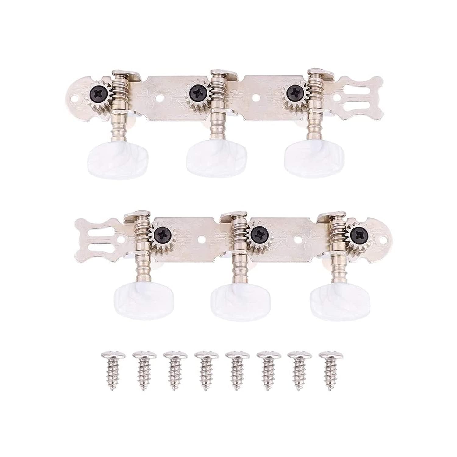Bnineteenteam Classical Guitar String Tuning Peg 3L + 3R, Silver Guitar String Tuners Machine Heads Musical Instrument Accessories Acoustic Guitar Machine Tuning Heads