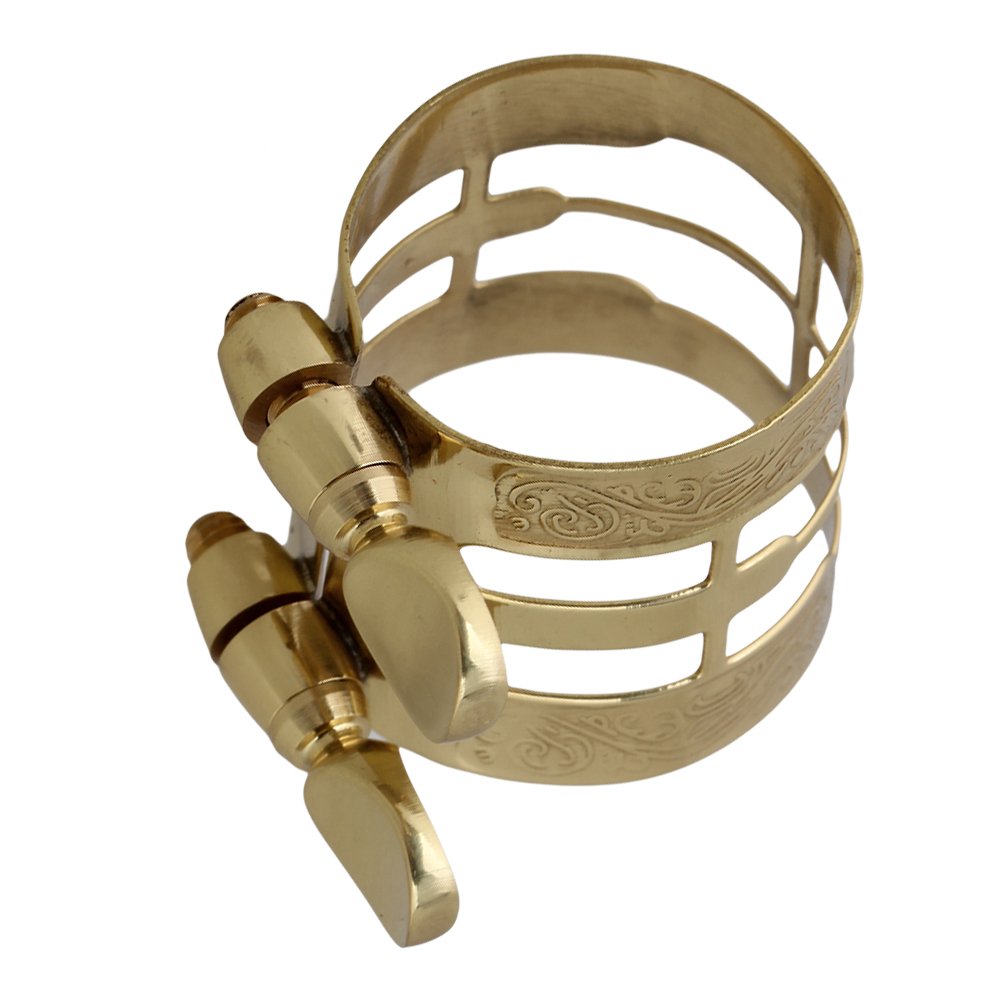 Soprano Sax Mouthpiece Gold Plated Soprano Saxophone Mouthpiece Ligature - Brass Double Screw Design Yamaha Ligature Alto Sax