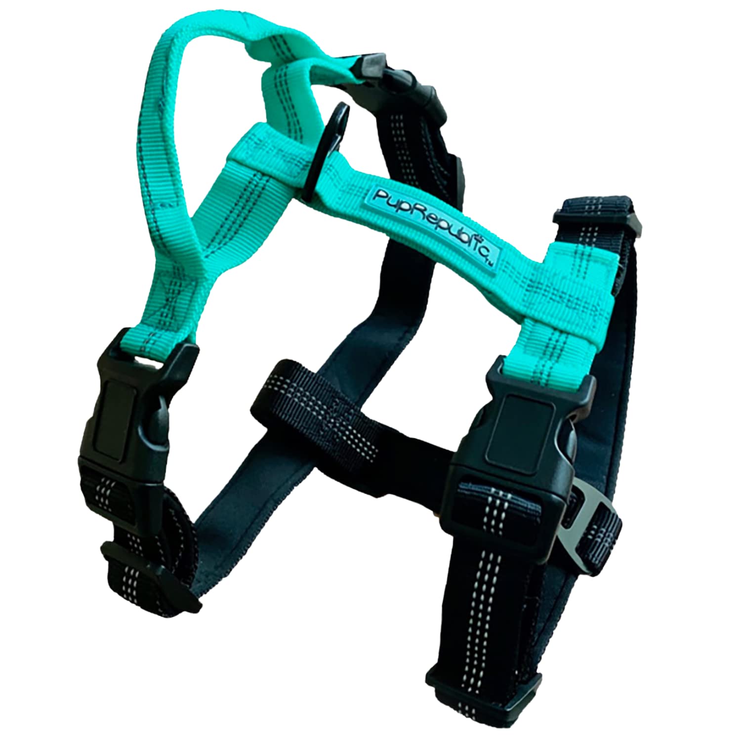 PupRepublic Dog Harness - Strong, Comfortable, Breathable & Fully Adjustable No Pull Harness For Dogs - Small Dog Harnesses (Aqua & Black, Small)